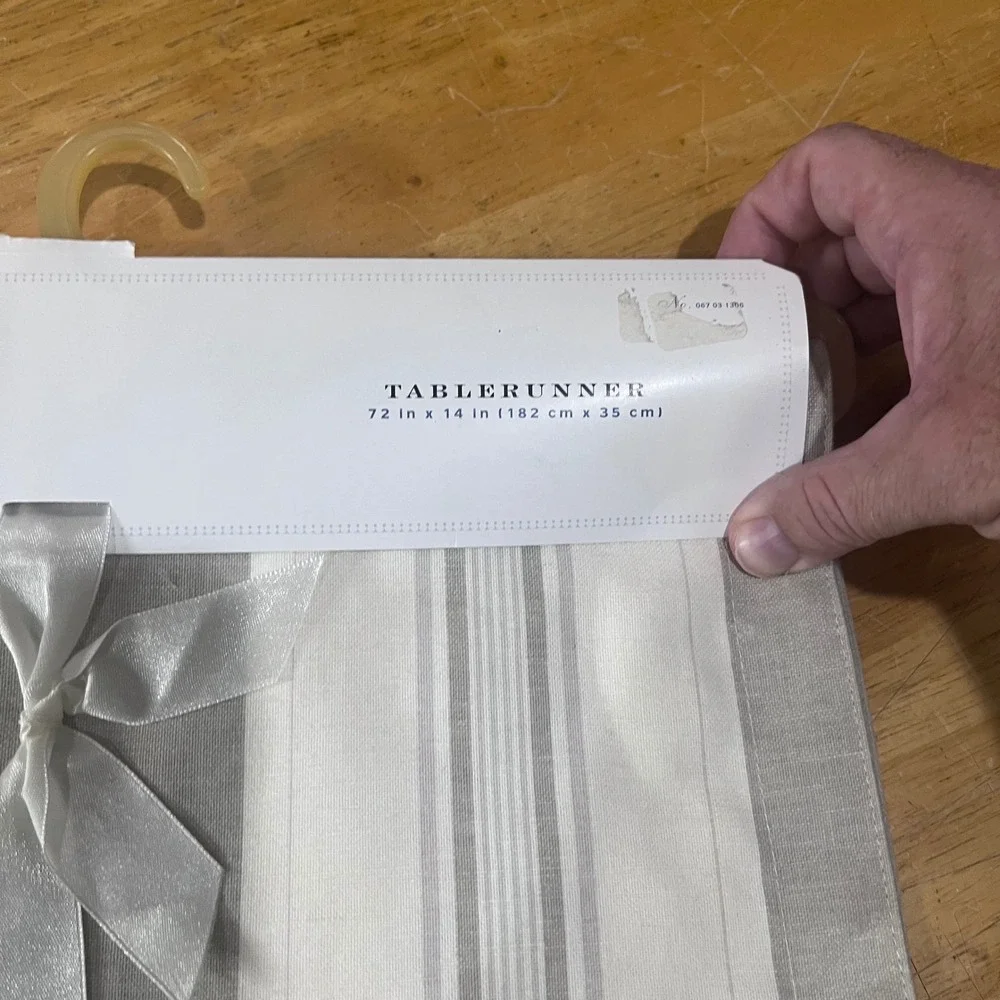 Simply Shabby Chic Rachel Ashwell Grey White Striped Table Runner 72x14 Cotton